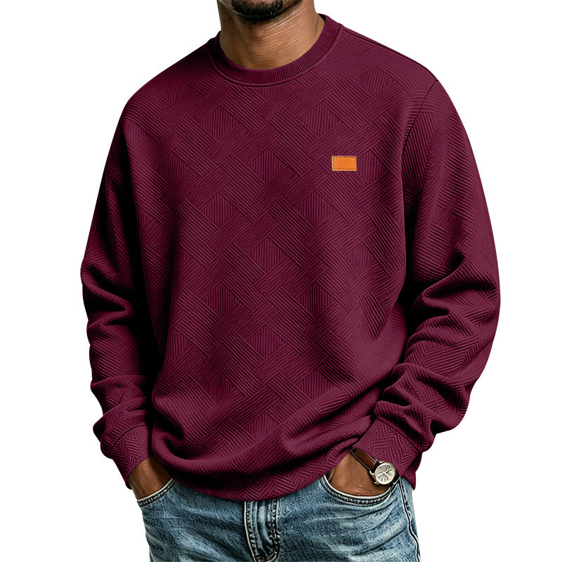 Men's textured crew neck sweatshirt made of fine knit with woven structure Mune Fashion