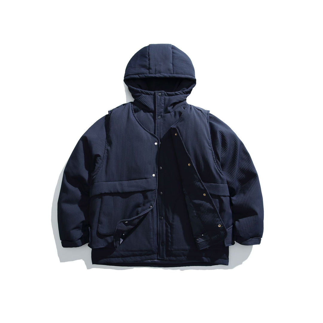 Men's quilted jacket with hood and ribbed textured fabric Mune Fashion