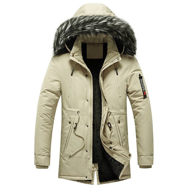 Men's winter parka with faux fur hood, padded thermal coat with drawstring Mune Fashion