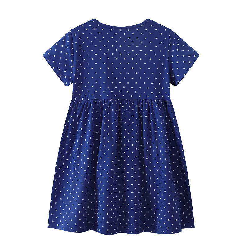 Girl dress with dots and unicorn embroidery Mune Fashion