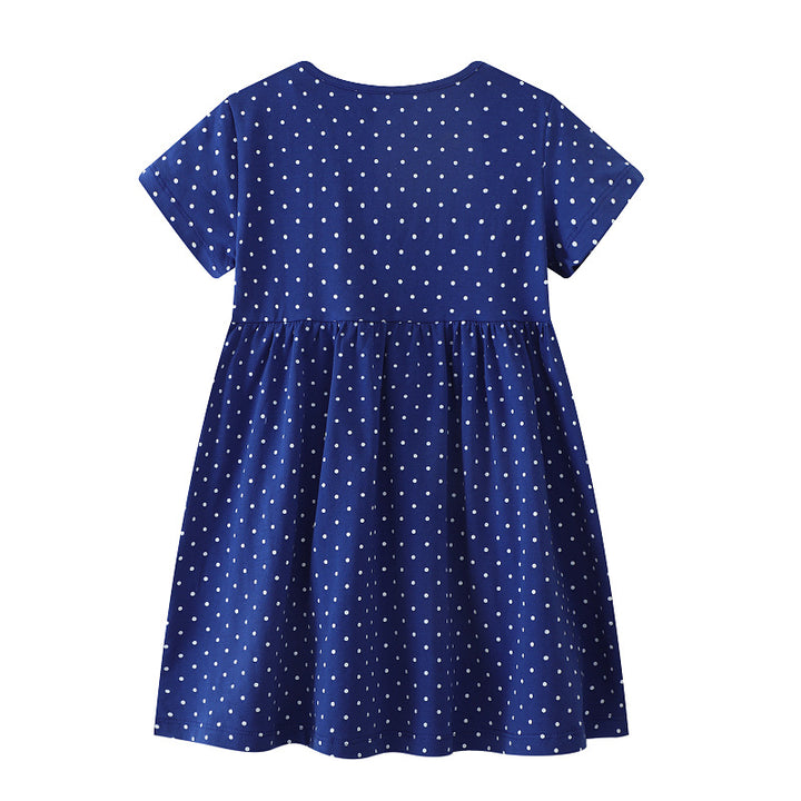 Girl dress with dots and unicorn embroidery Mune Fashion