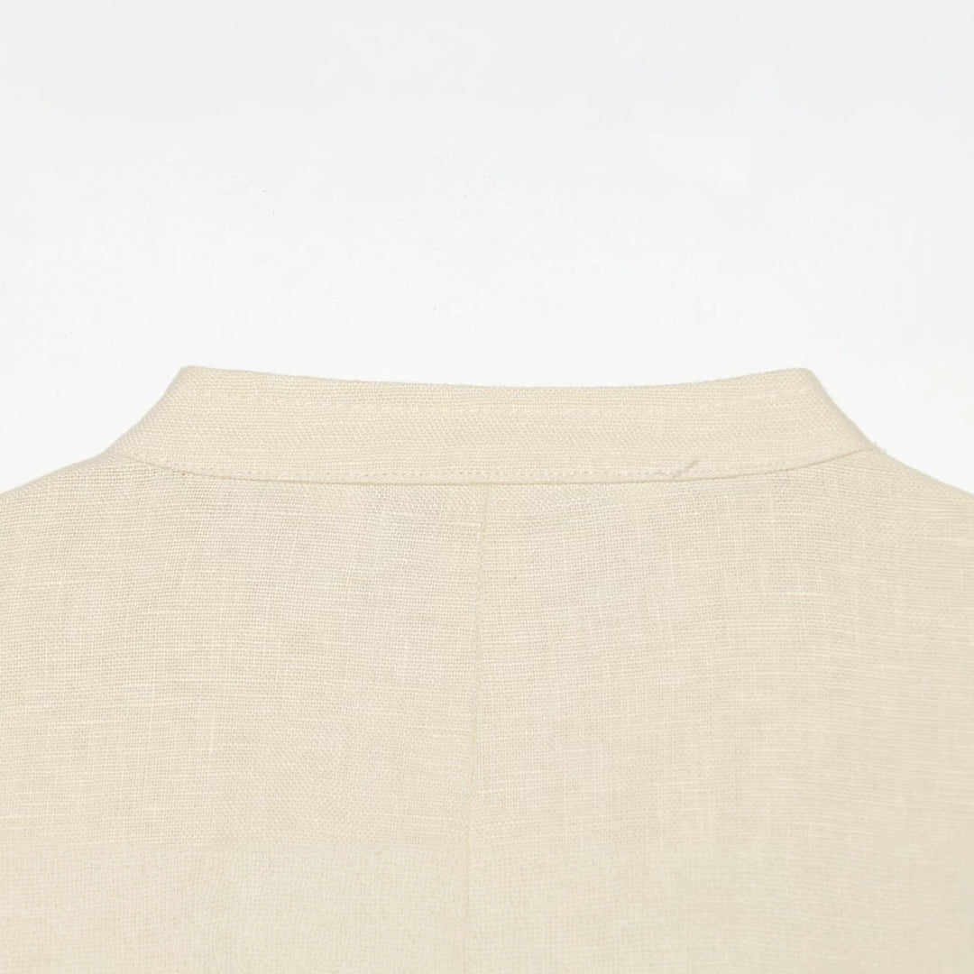 Women's Short Blazer with Stand Collar and Button Placket Mune Fashion