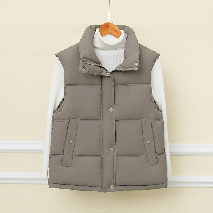 Women's thermal quilted vest with stand-up collar and concealed button placket Mune Fashion