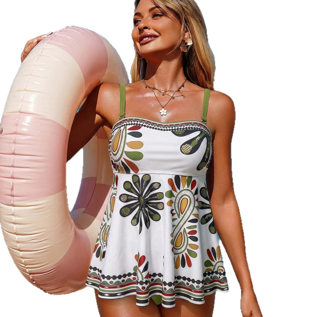 Women's Vintage-inspired Tankini with Flowing Skirt Mune Fashion