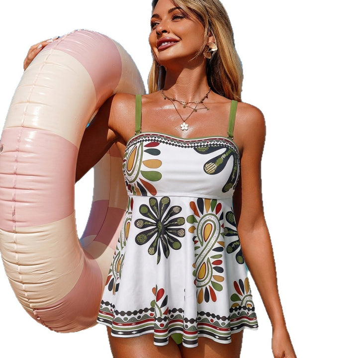 Women's Vintage-inspired Tankini with Flowing Skirt Mune Fashion