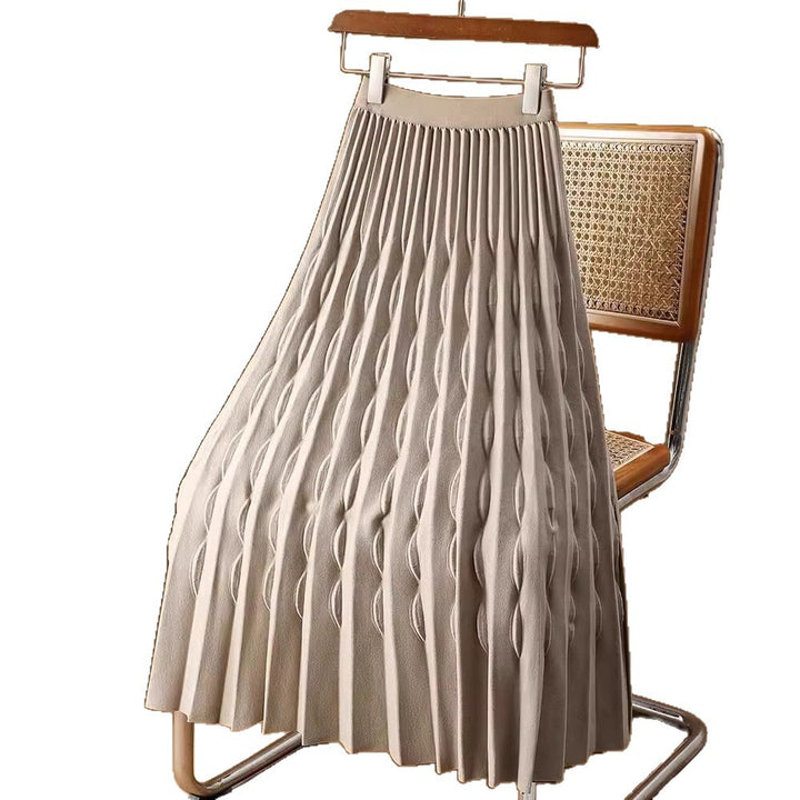 Women's Pleated Skirt with Artistic Wave Pattern Mune Fashion