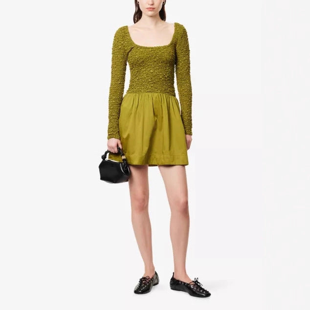 Women's Playfully Cut Dress with Textured Top Mune Fashion