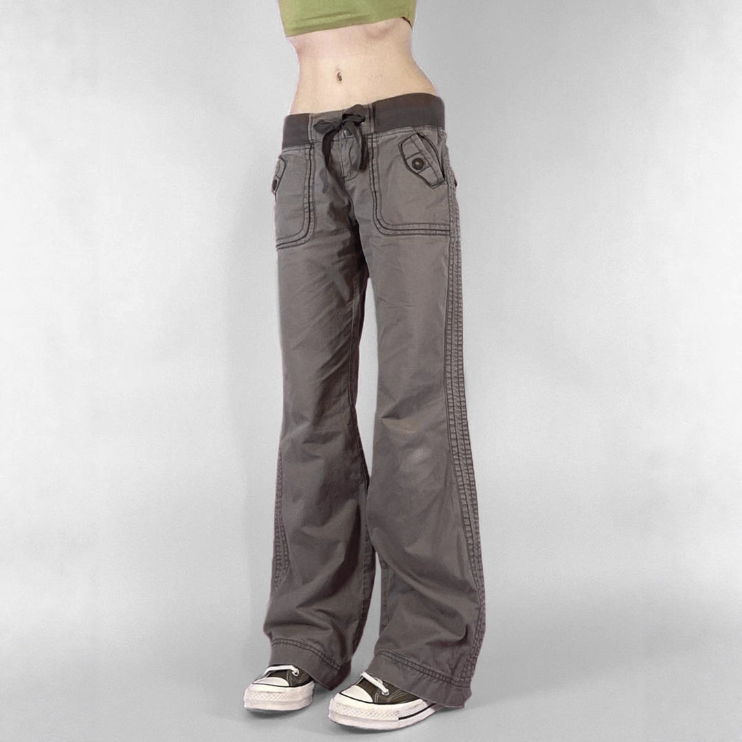 Women's nan high waist flared trousers with wide leg, high waist and belt loops Mune Fashion