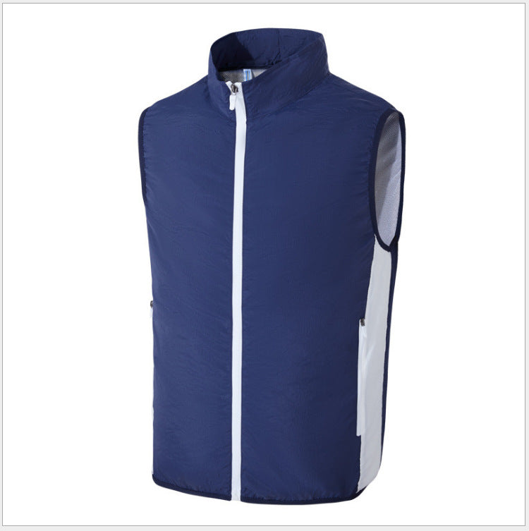Men's lightweight breathable wind vest with standing collar and zippered pockets Mune Fashion