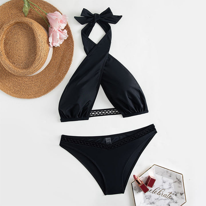 Women's sport bikini with innovative wrap top and fine mesh accent Mune Fashion