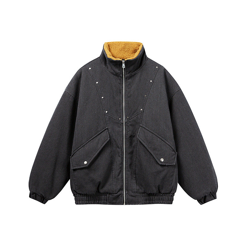 Unisex Boxy Denim Blouson with contrasting teddy lining and large flap pockets Mune Fashion