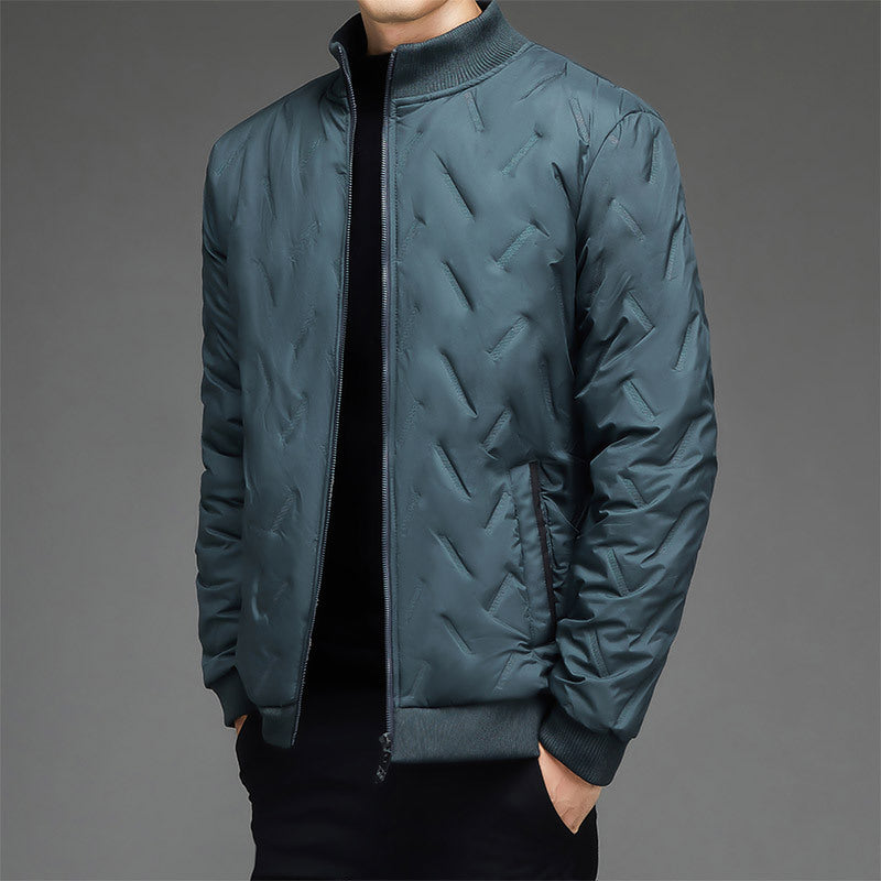Men's lightweight quilted city insulation jacket with diagonal structure, stand-up collar, and two-way zipper Mune Fashion