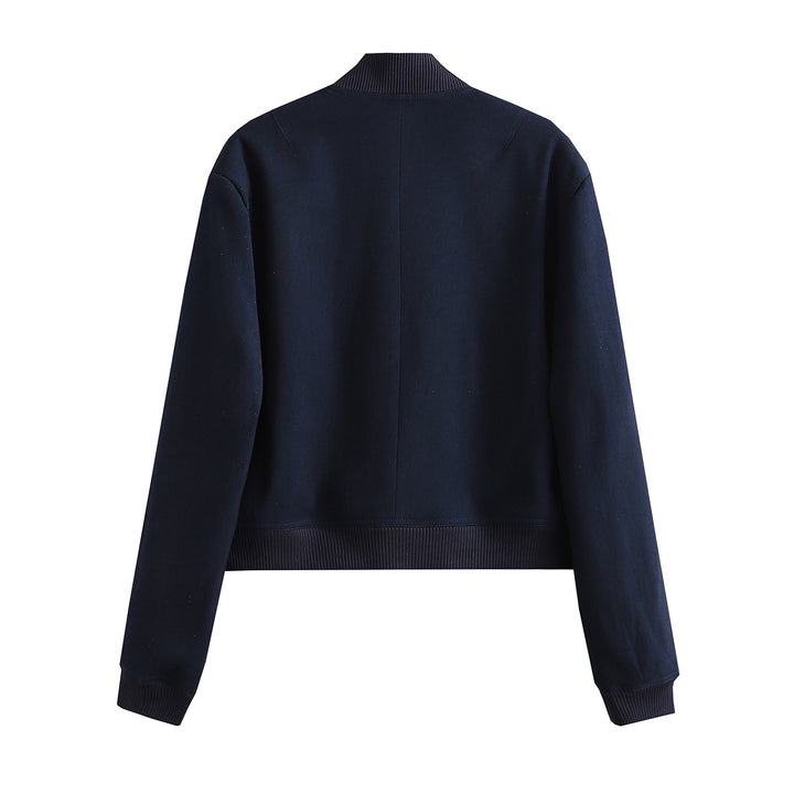 Ladies Short Bomber Jacket with Large Flap Pockets and Ribbed Cuffs Mune Fashion