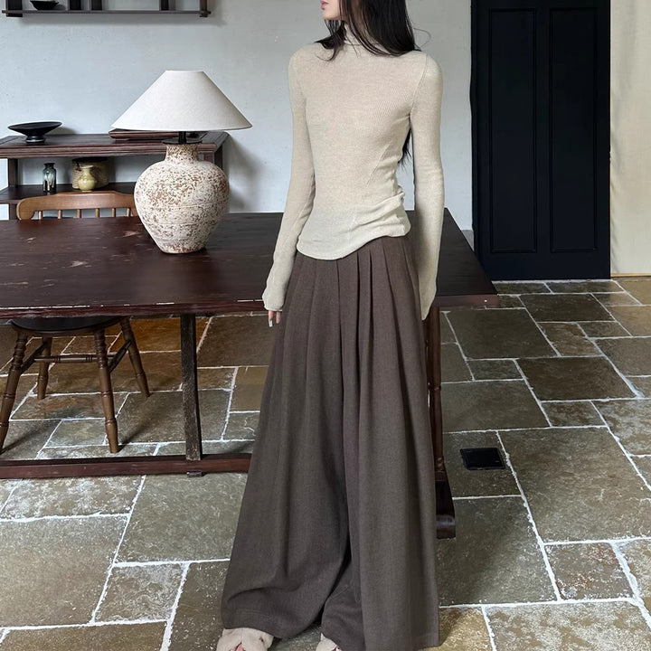 Ladies Elegant Wide High-Waist Trousers Mune Fashion