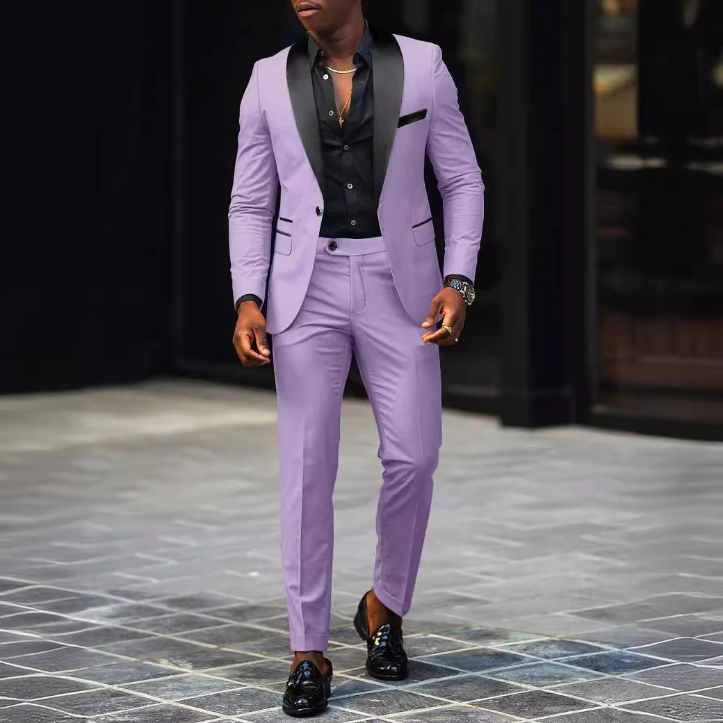 Men's narrow cut tuxedo with satin lapels and slim-fit trousers Mune Fashion