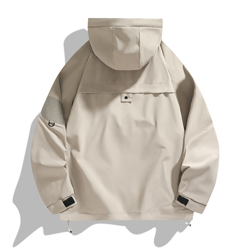 Men's breathable utility hoodie jacket with concealed zipper, multi pockets, and adjustable sleeve cuffs Mune Fashion
