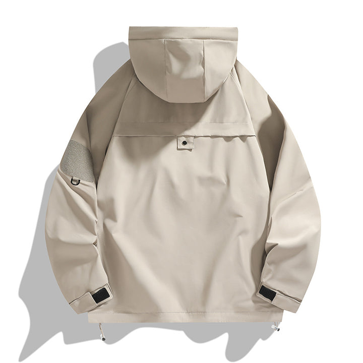 Men's breathable utility hoodie jacket with concealed zipper, multi pockets, and adjustable sleeve cuffs Mune Fashion