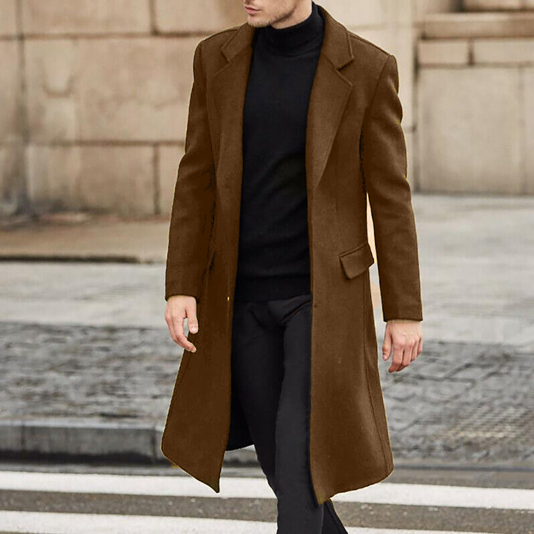 Men's Elegant Classic Cut Coat with High Collar Mune