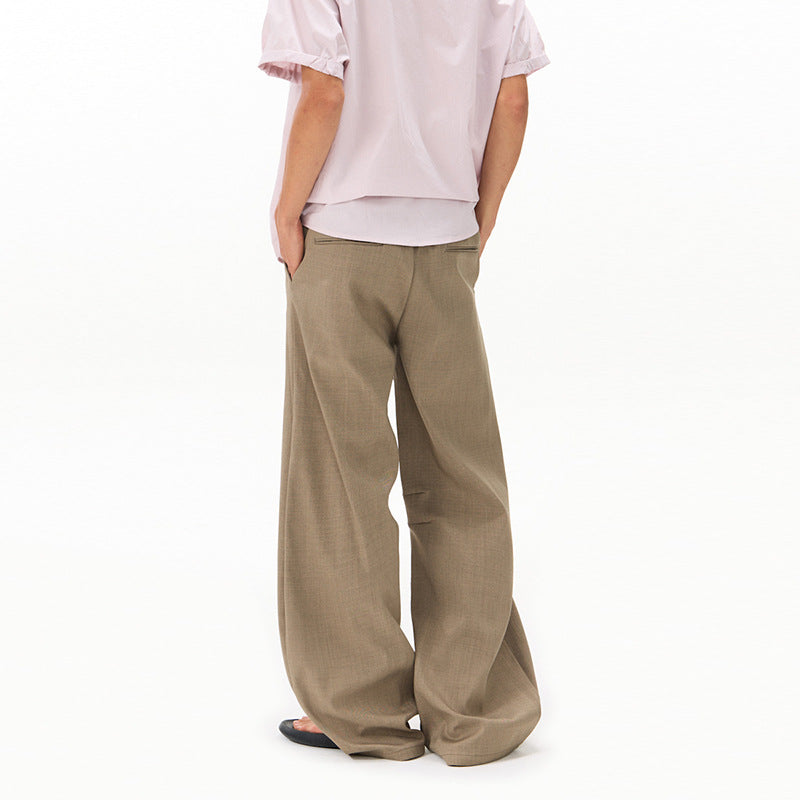 Men's Ultra Wide Wool Blend Suit Trousers in Palazzo Cut with Drop Crotch and Crease Mune Fashion