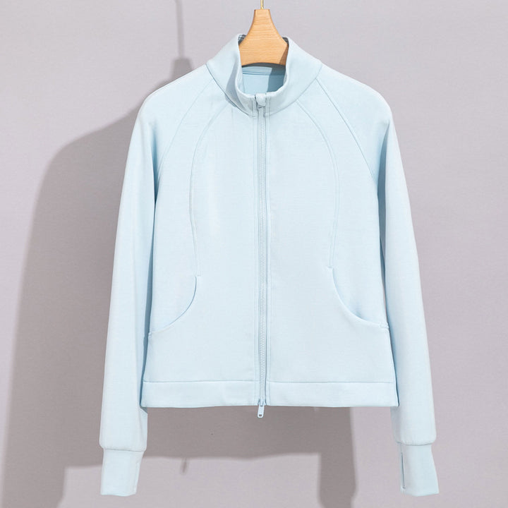 Women's Performance Training Jacket with Stand Collar and Thumb Hole Mune Fashion