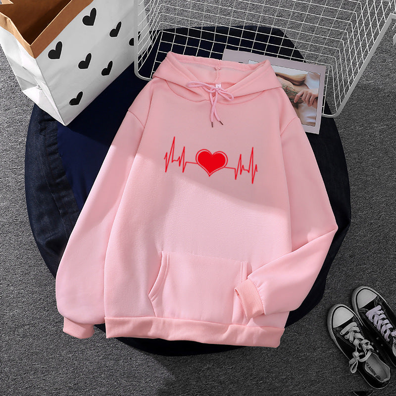 Unisex oversized hoodie with heart EKG print and kangaroo pocket Mune Fashion