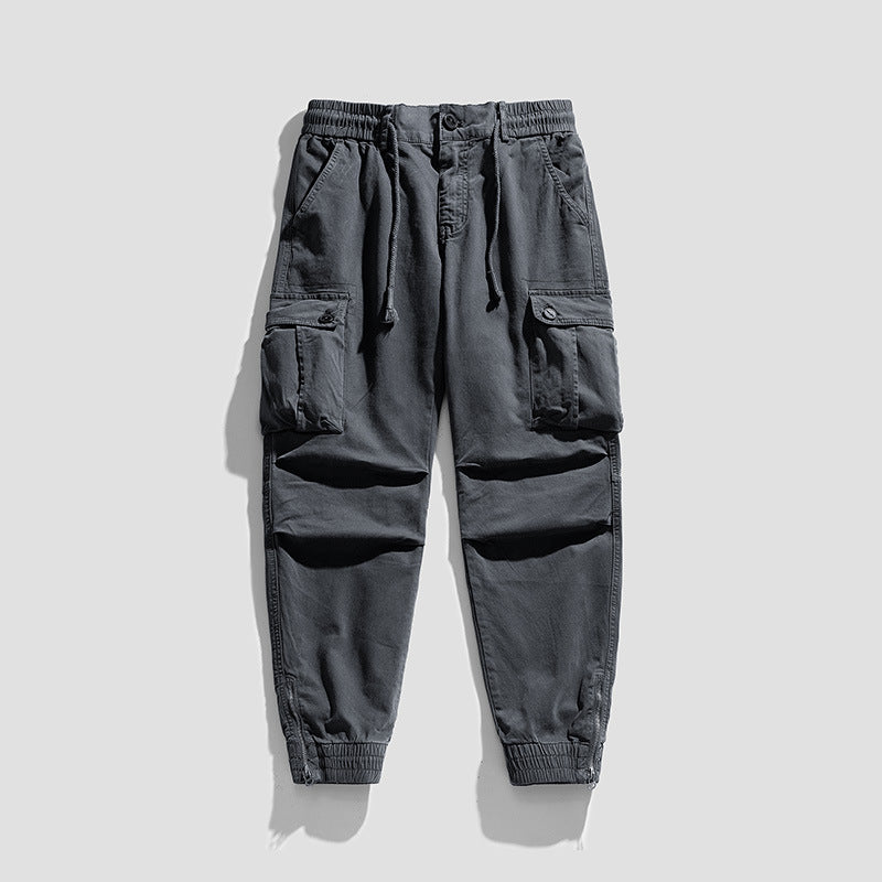 Men's Twill Cargo Jogger with elastic comfort waistband, multiple flap pockets, and zippered ankle Mune Fashion