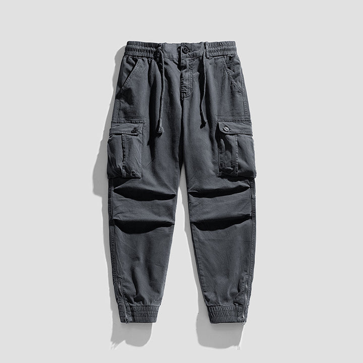 Men's Twill Cargo Jogger with elastic comfort waistband, multiple flap pockets, and zippered ankle Mune Fashion