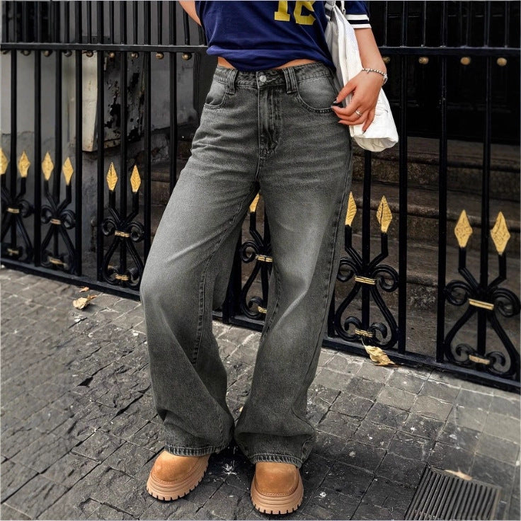 Women's High-Waist Wide Denim Pants with Palazzo Cut Mune Fashion