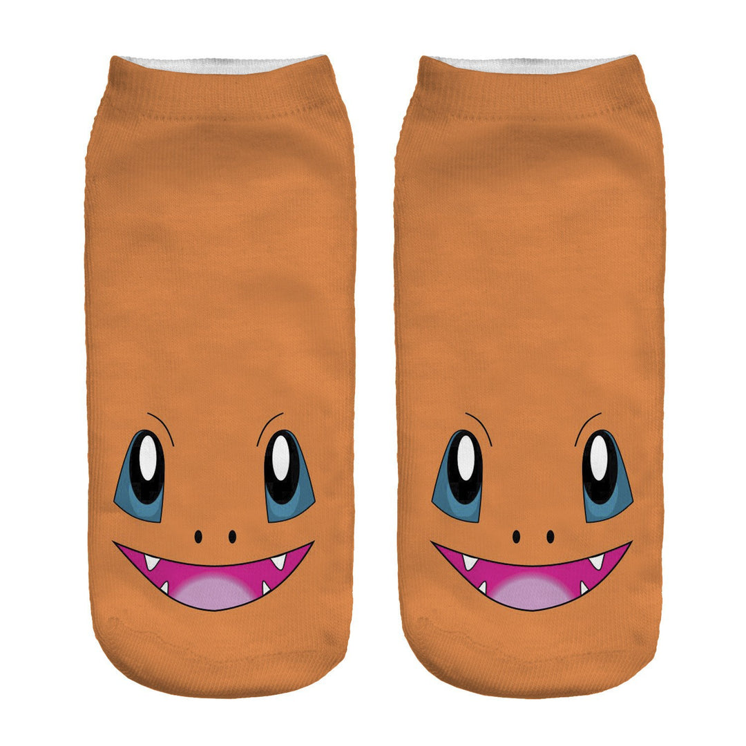 Unisex Low Ankle Socks with Cartoon Monster Face and Soft Cotton Blend Mune Fashion