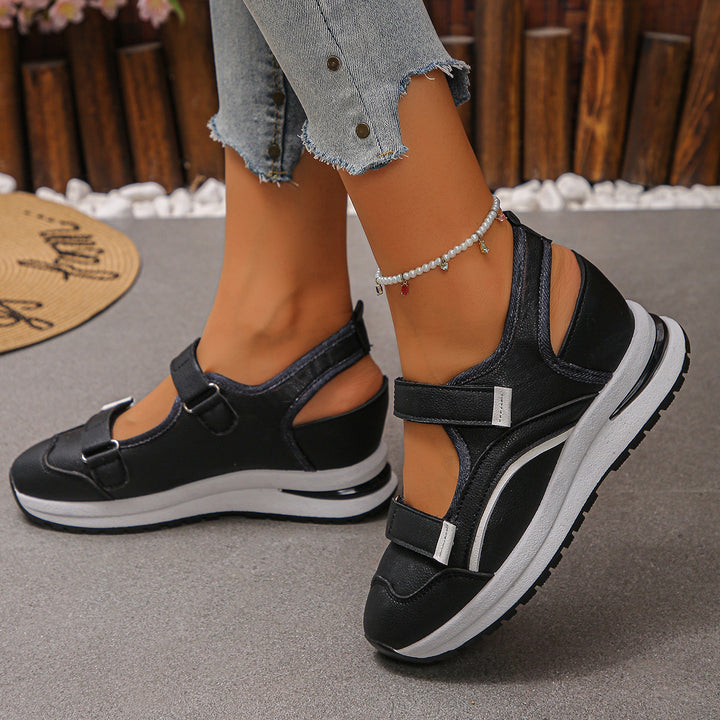 Damen sportliche Slingback-Sneakers mit Klettverschluss und leichter Keilsohle Mune Fashion