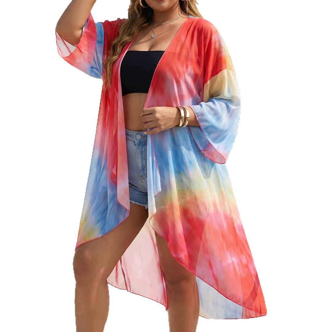 Women's transparent beach kimono with trendy ombre design Mune Fashion