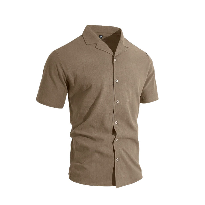 Men's airy linen camp shirt with open lapel collar short sleeve and relaxed summer fit Mune Fashion