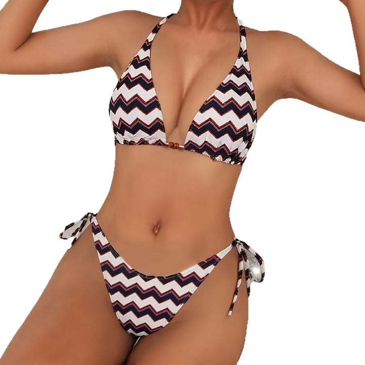 Ladies triangle bikini with stylish wave pattern Mune Fashion