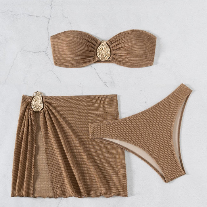 Women's Bandeau Bikini Set with Elegant Draping Detail Mune Fashion