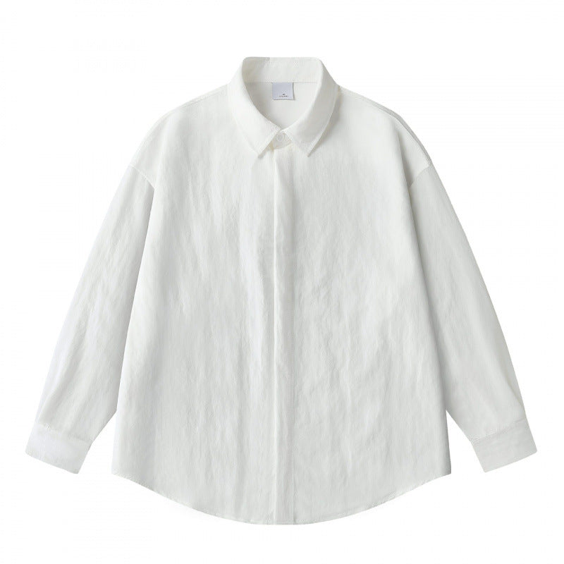 Unisex Oversize Linen Shirt with Concealed Button Placket and Dropped Shoulder Mune Fashion