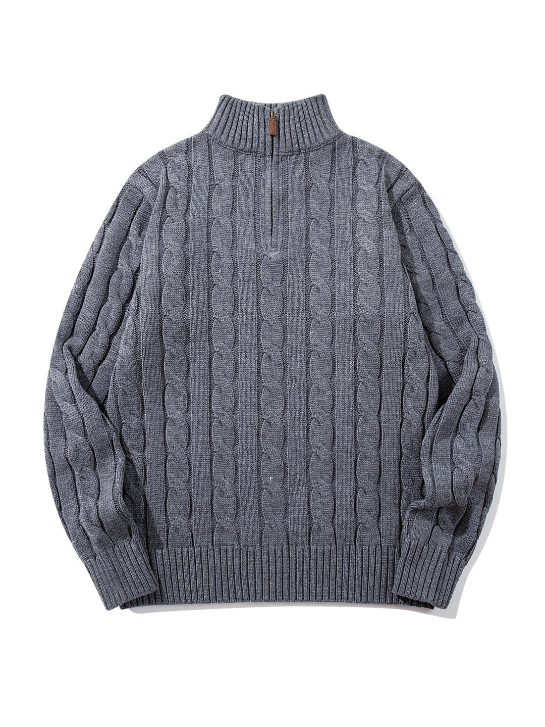 Unisex cable knit half-zip sweater with high ribbed collar and oversized fit Mune Fashion