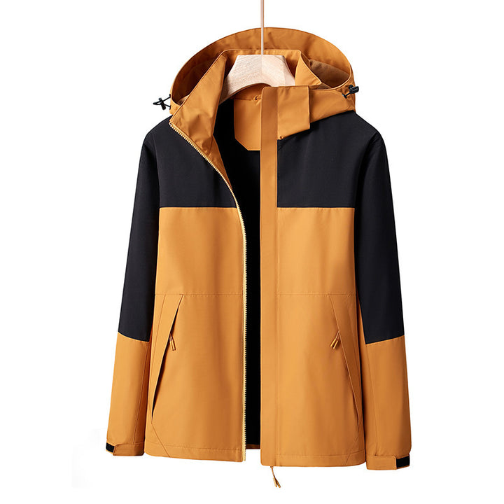 Men's Lightweight Windproof Softshell Rain Jacket with Hood and Contrast Trim Mune Fashion