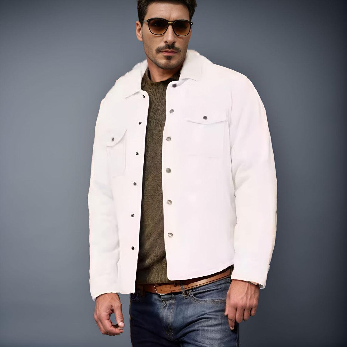 Men's Cord Worker Overshirt with Snap Button Placket, Flap Pockets and Applied Side Pockets Mune Fashion