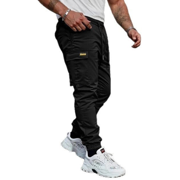 Men's Tapered Utility Cargo Pants with Drawstring Waist, Elastic Cuffs and Multiple Pockets Mune Fashion