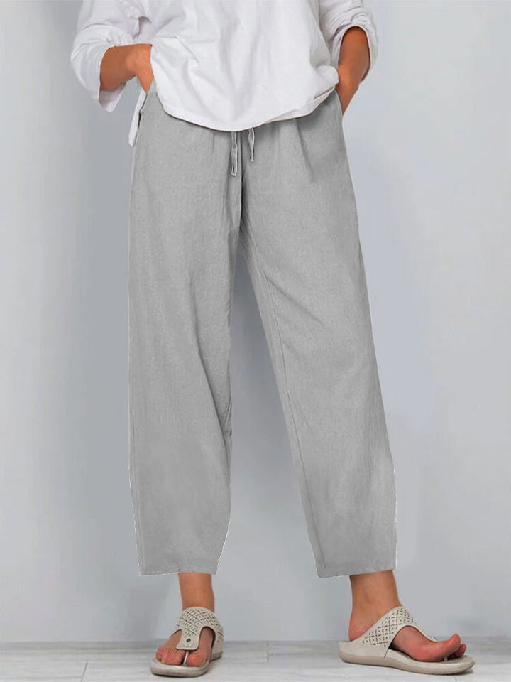 Women's Relaxed Culotte Pants with Drawstring, Side Pockets and Ankle Length Mune Fashion