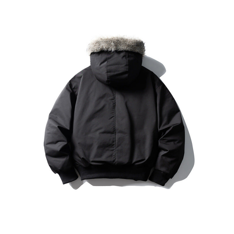 Men's Insulated Winter Bomber Jacket with Hood and Faux Fur Trim Mune Fashion