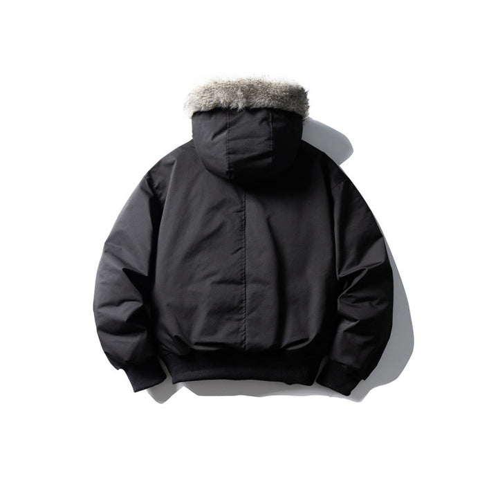 Men's Insulated Winter Bomber Jacket with Hood and Faux Fur Trim Mune Fashion