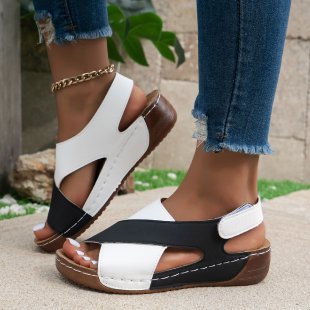 Ladies' orthopedic wedge sandals with memory foam and adjustable heel strap Mune Fashion