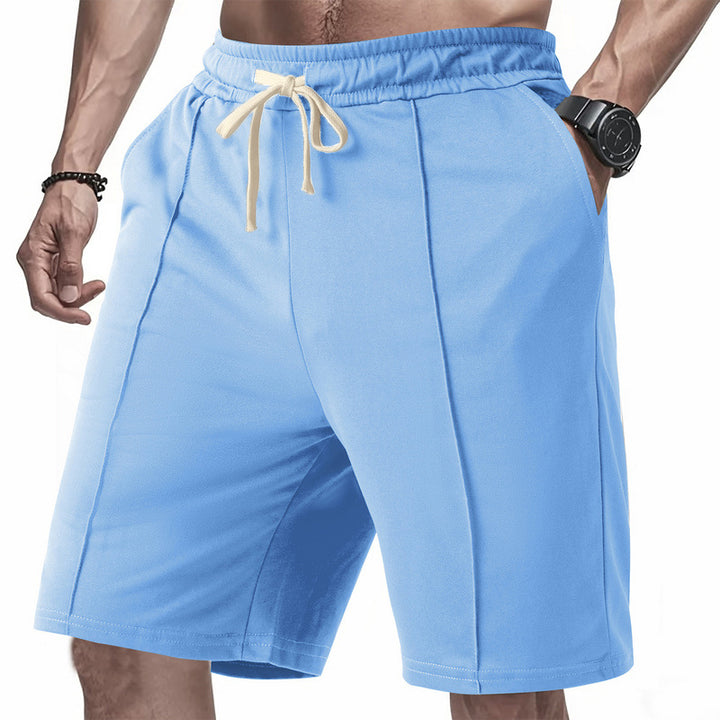 Men's knee-length relaxed Bermuda shorts with flat crease, elastic drawstring waistband and side pockets Mune Fashion