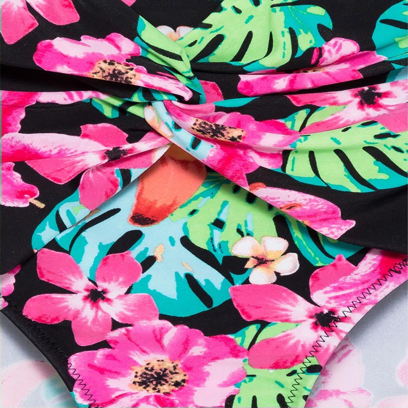 Women's colorful floral patterned bikini with balconette top and high waist Mune Fashion