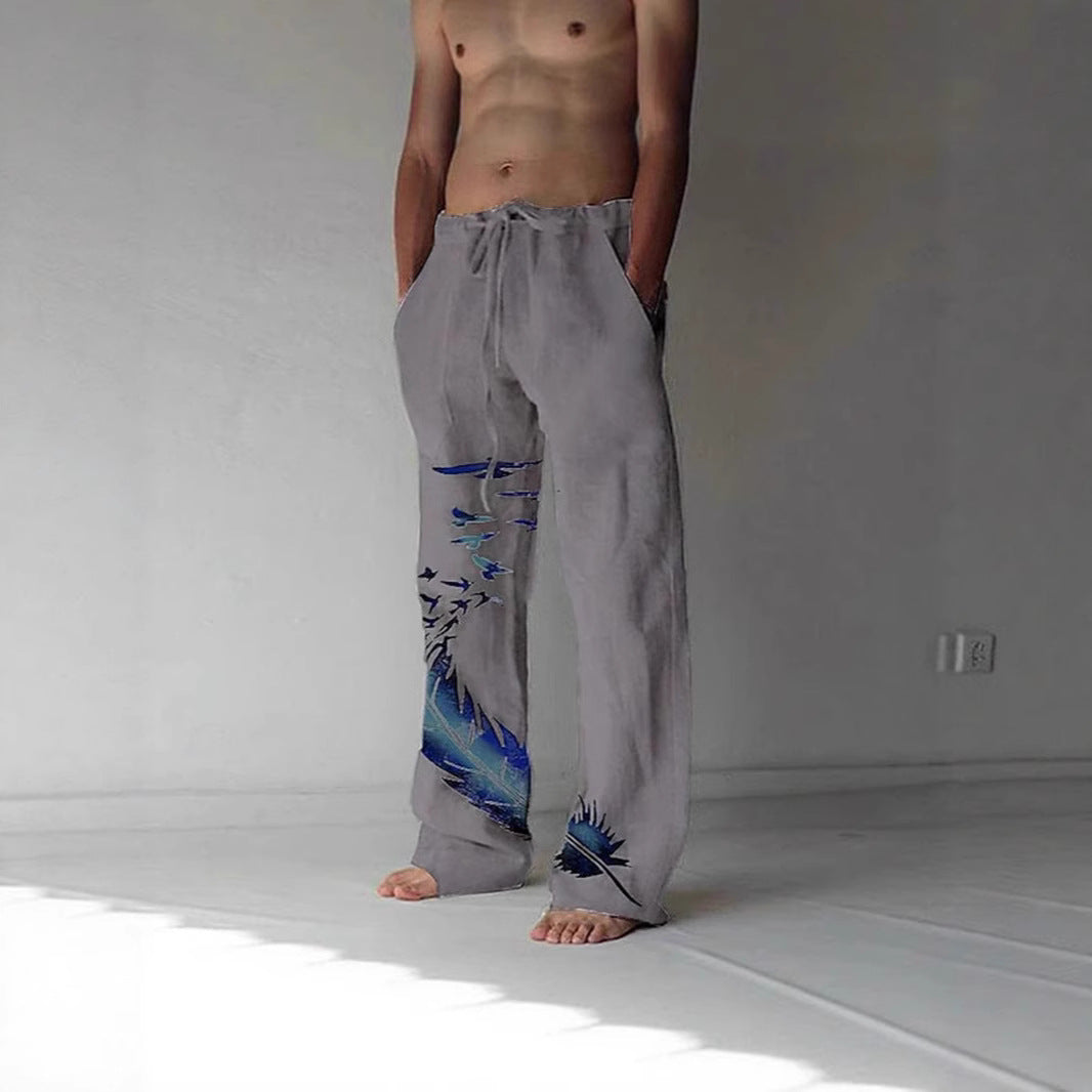 Women's Comfortable Summer Pants with Unique Feather Design Mune Fashion