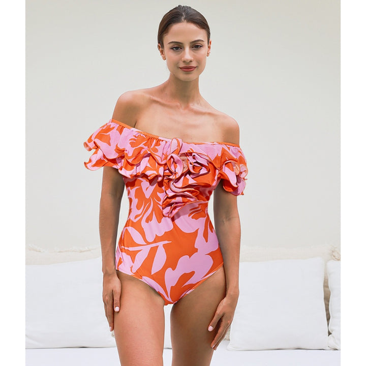 Women One-Piece Swimsuit with Elegant Ruffle Details Mune Fashion