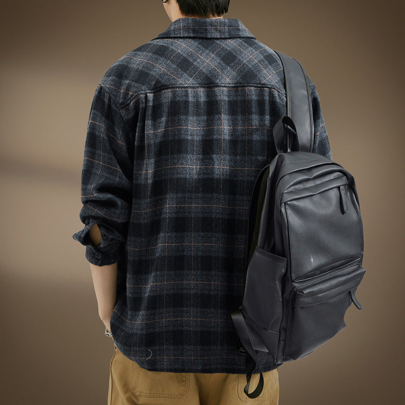 Men's Casual Checkered Pattern Shirt Jacket Mune Fashion