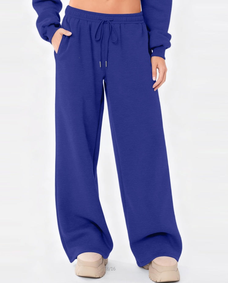 Women's wide lounge pants with high comfort waistband, elastic drawstring and side slant pockets Mune Fashion