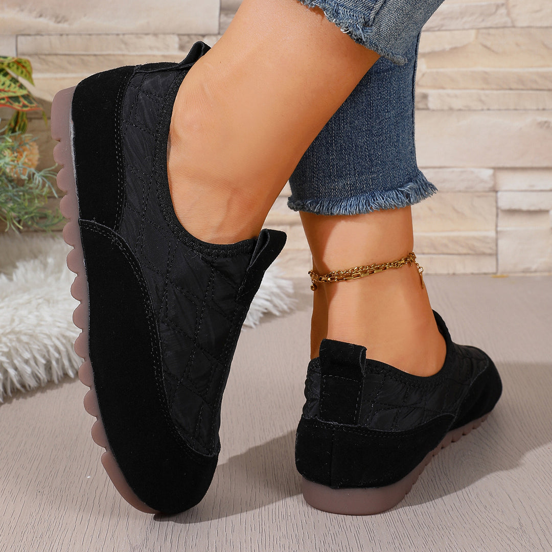 Women's Padded Quilted Slip-On Leisure Shoes with Non-Slip Profiling Sole Mune Fashion